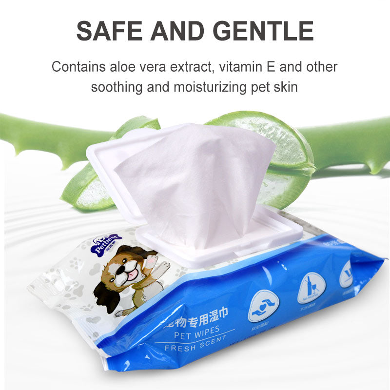 PetBest Grooming Wipes for Dogs & Cats – Extra Soft, Durable & Aloe Vera Infused – 80 Count