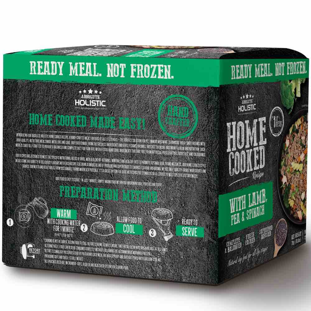 Absolute Holistic Home Cooked Recipe Lamb, Peas & Spinach 2kg