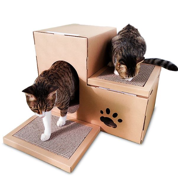 Cat Scratcher Cardboard Condo - Double House Scratching Post