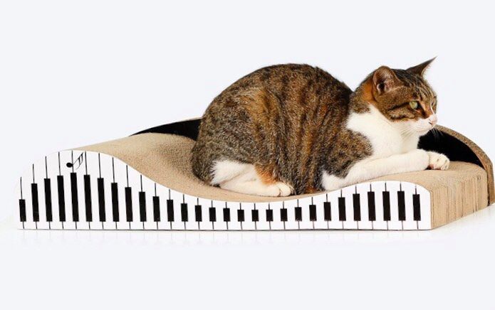 60cm Piano Cat Scratch Board - Durable Recyclable Cardboard with Catnip