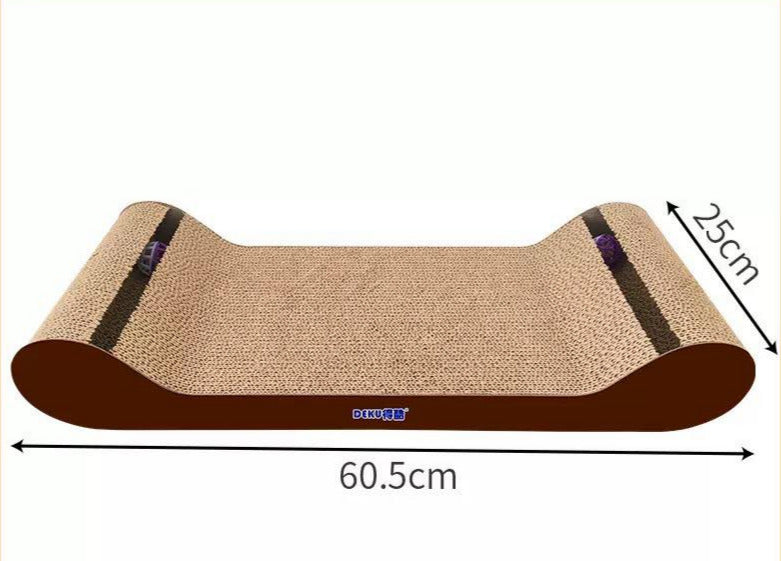 60cm Brown with Toy Cat Scratch Board - Durable Recyclable Cardboard with Catnip