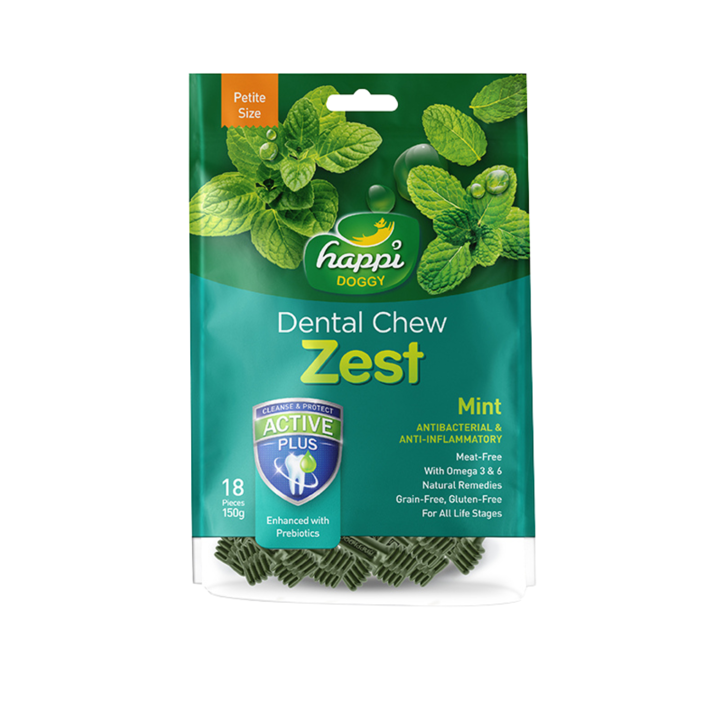 Happi Doggy Zest Mint Dental Chew Petite 150g