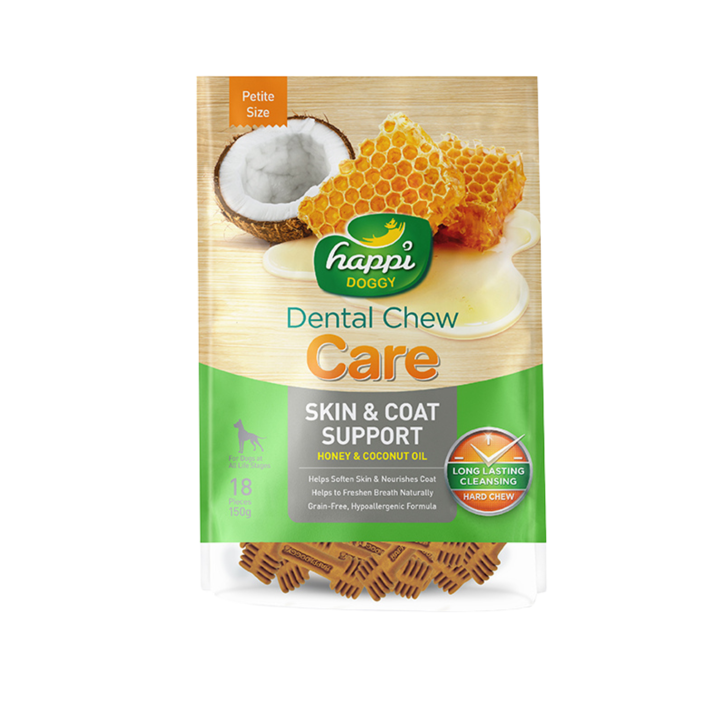 Happi Doggy Skin & Coat Support Honey & Coconut Oil Petite 150g