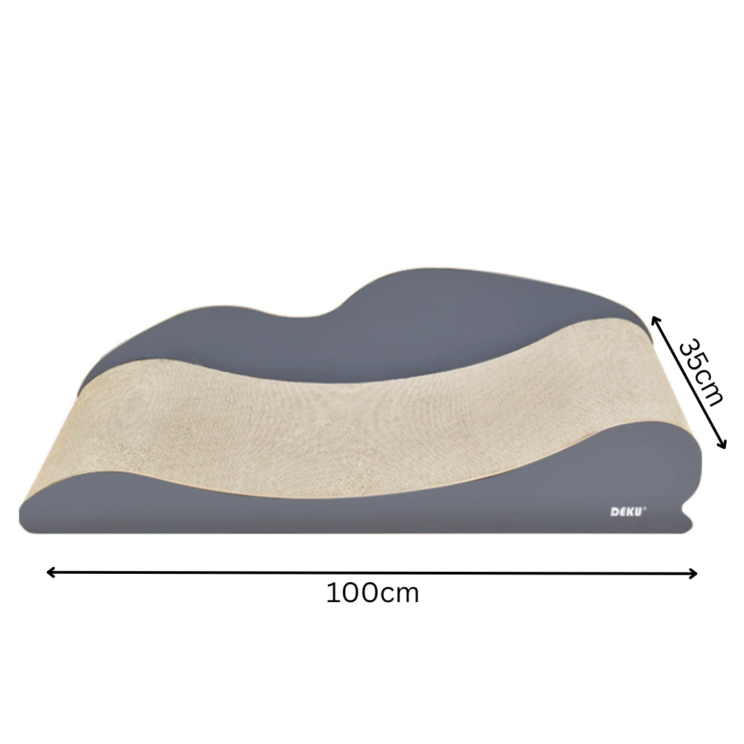 100cm Grey Wood Lounger Cat Scratch Board & Scratch Bed
