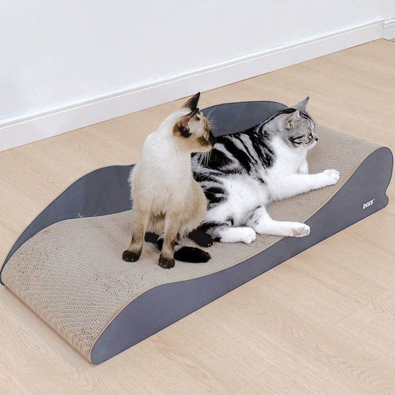 100cm Grey Wood Lounger Cat Scratch Board & Scratch Bed