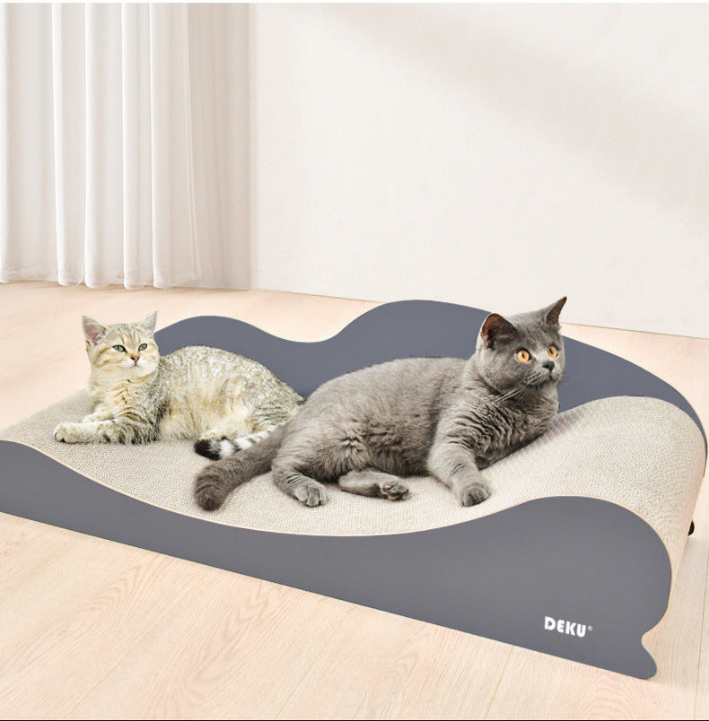 100cm Grey Wood Lounger Cat Scratch Board & Scratch Bed