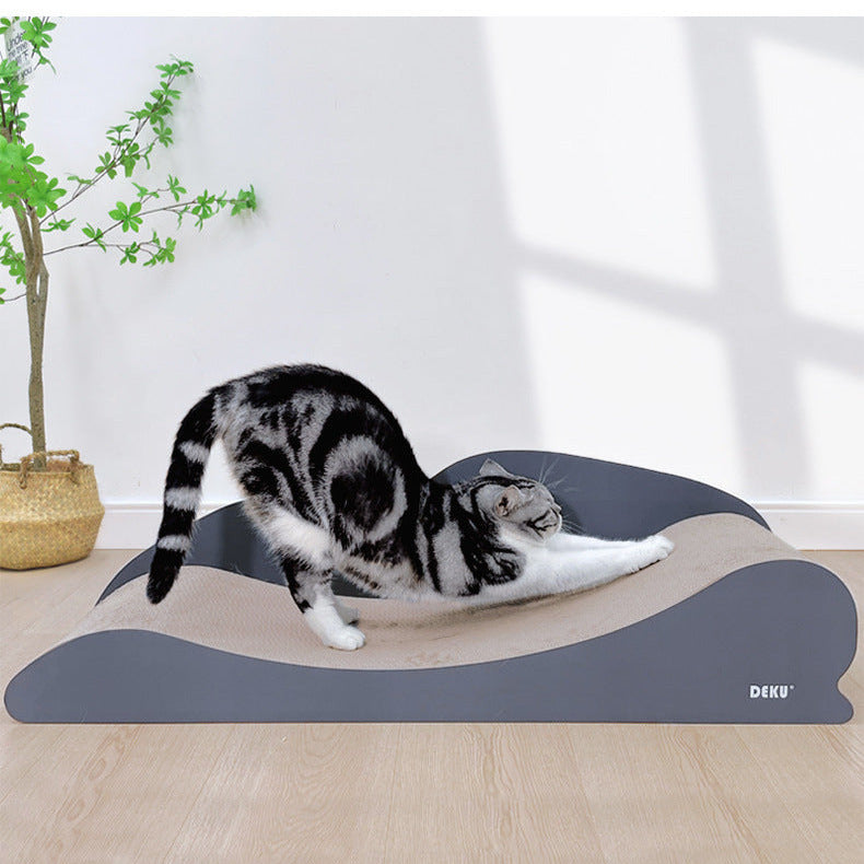 100cm Grey Wood Lounger Cat Scratch Board & Scratch Bed