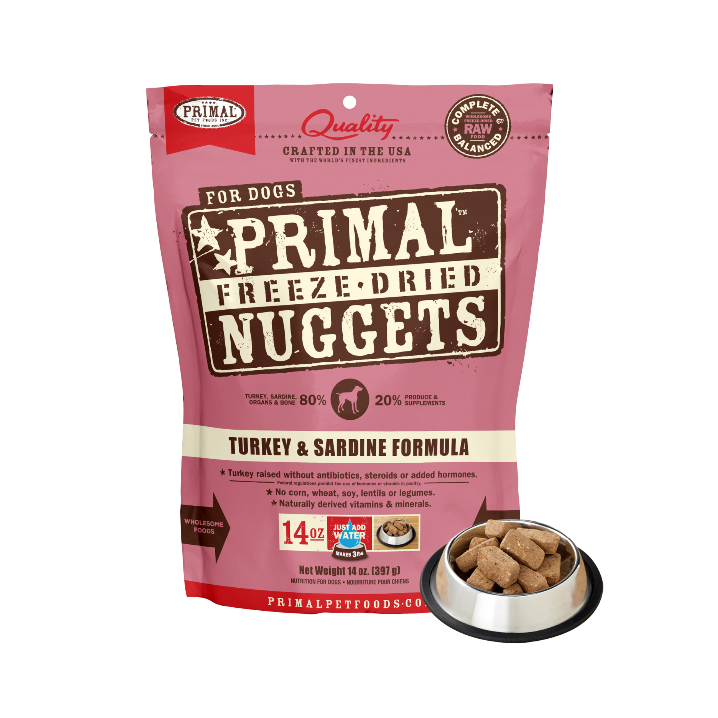 Primal Canine Freeze-Dried Nuggets Turkey & Sardine Formula 14oz