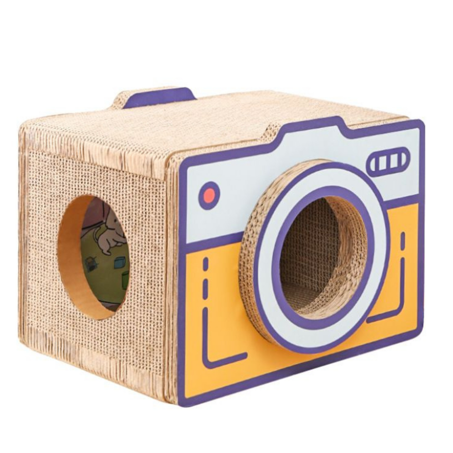 60cm Retro Camera Design Cardboard Cat House – Perfect for Indoor Cats