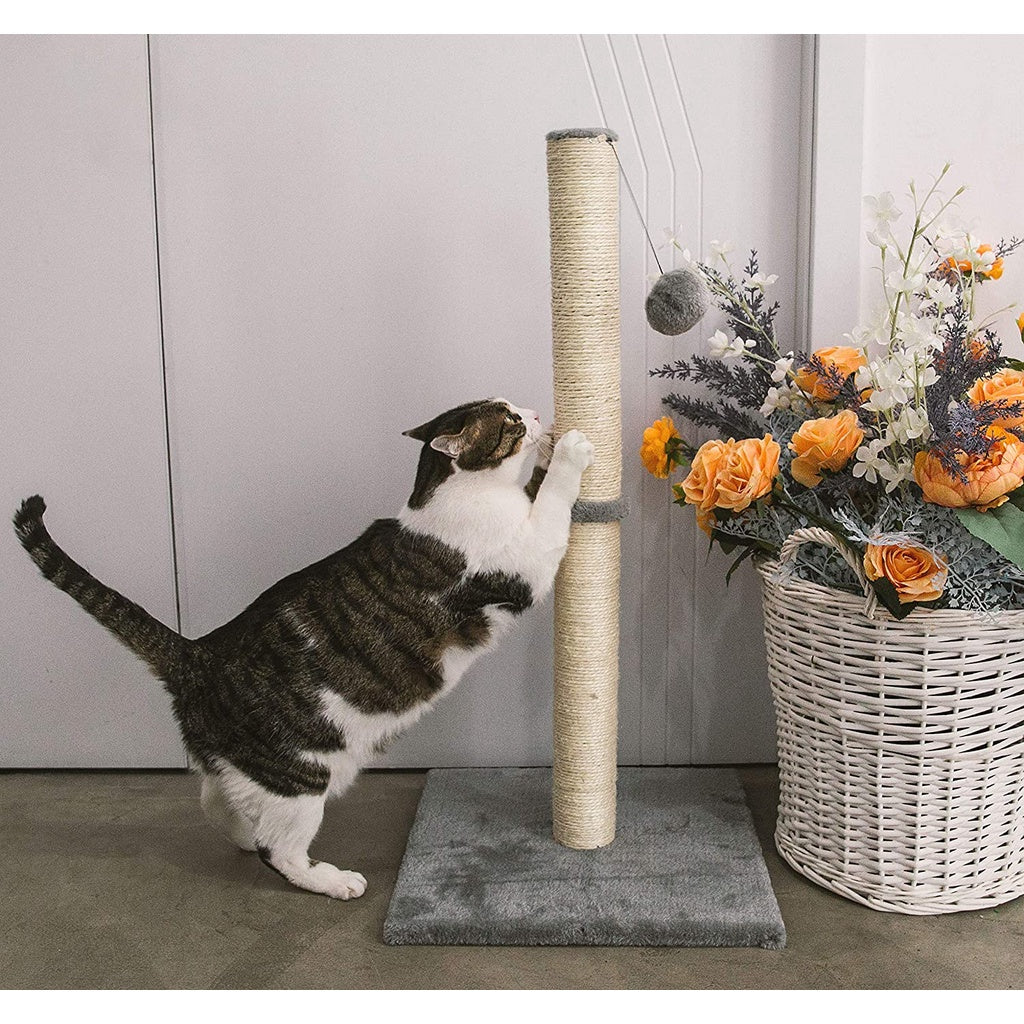 88cm Tall Cat Scratching Post / Pole (Light Grey)