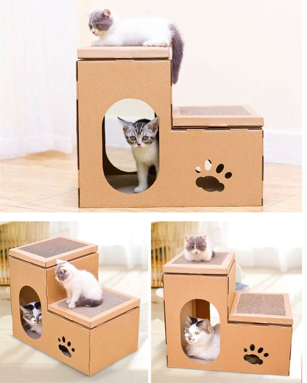 Cat Scratcher Cardboard Condo - Double House Scratching Post