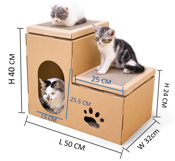 Cat Scratcher Cardboard Condo - Double House Scratching Post
