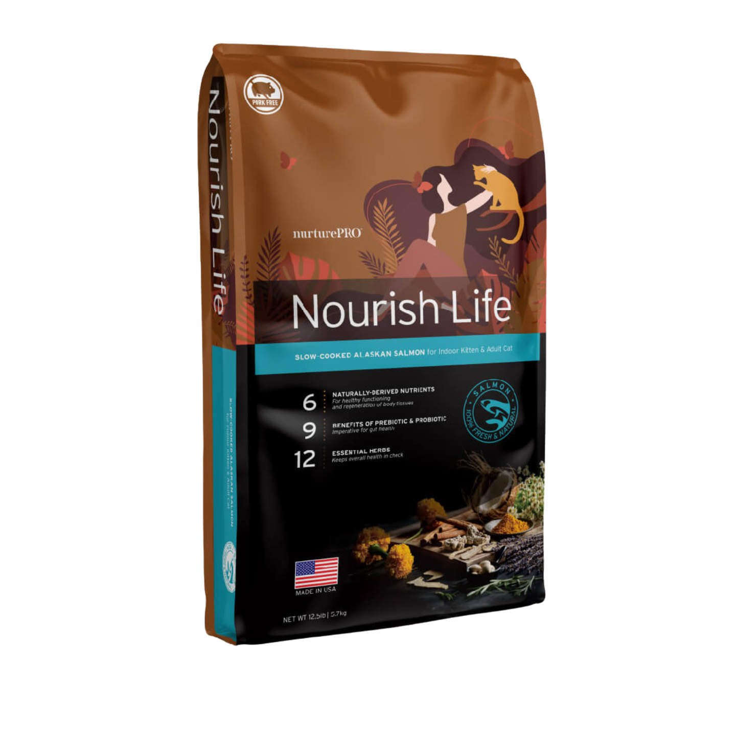 Nurture Pro Nourish Life Alaskan Salmon Indoor Kitten & Adult Dry Cat Food 12.5lbs