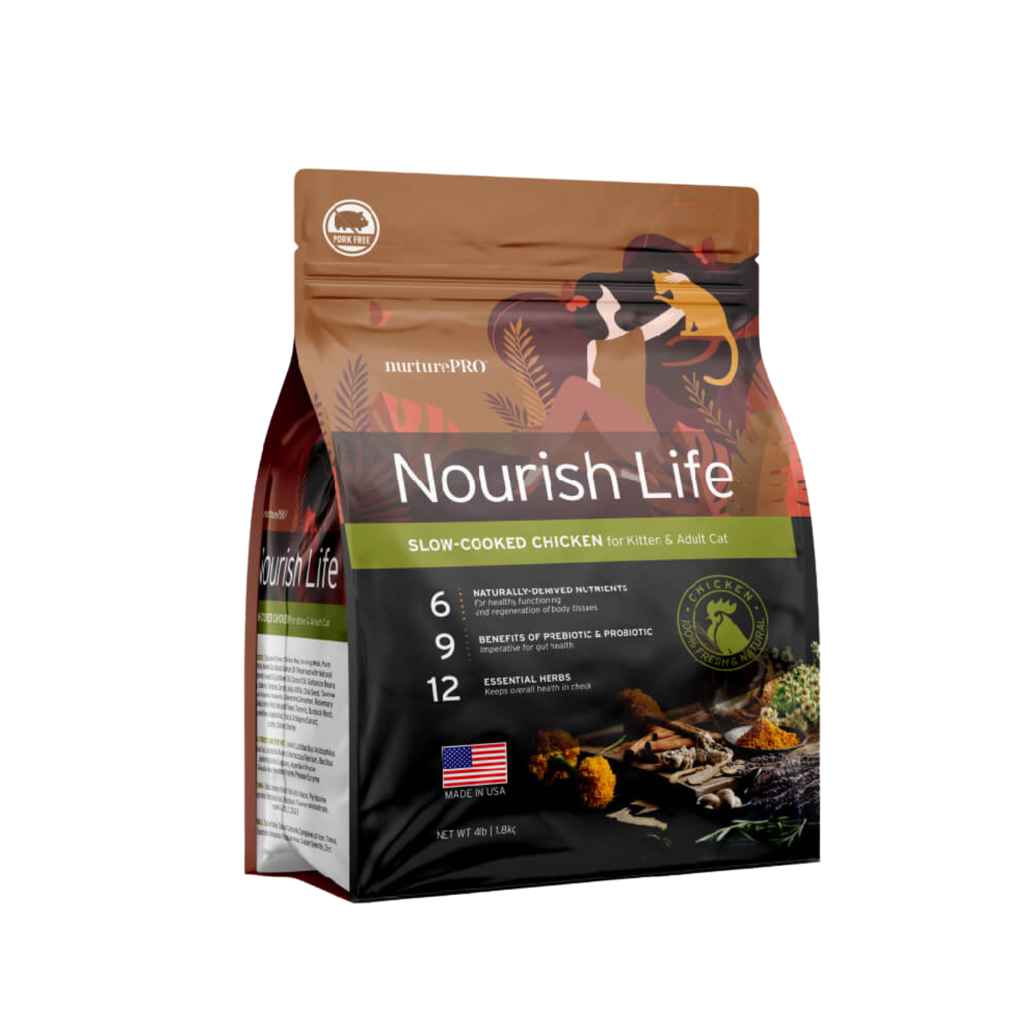Nurture Pro Nourish Life Slow-cooked Chicken For Kitten & Adult Cat 4lbs