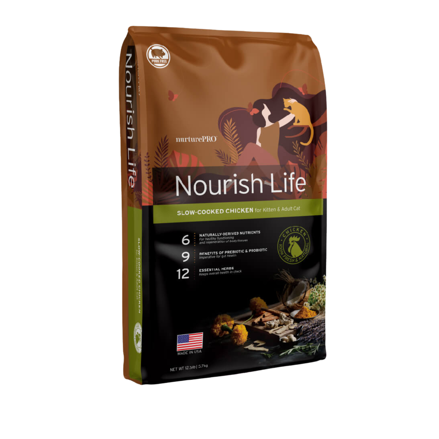 Nurture Pro Nourish Life Slow-cooked Chicken For Kitten & Adult Cat 12.5lbs