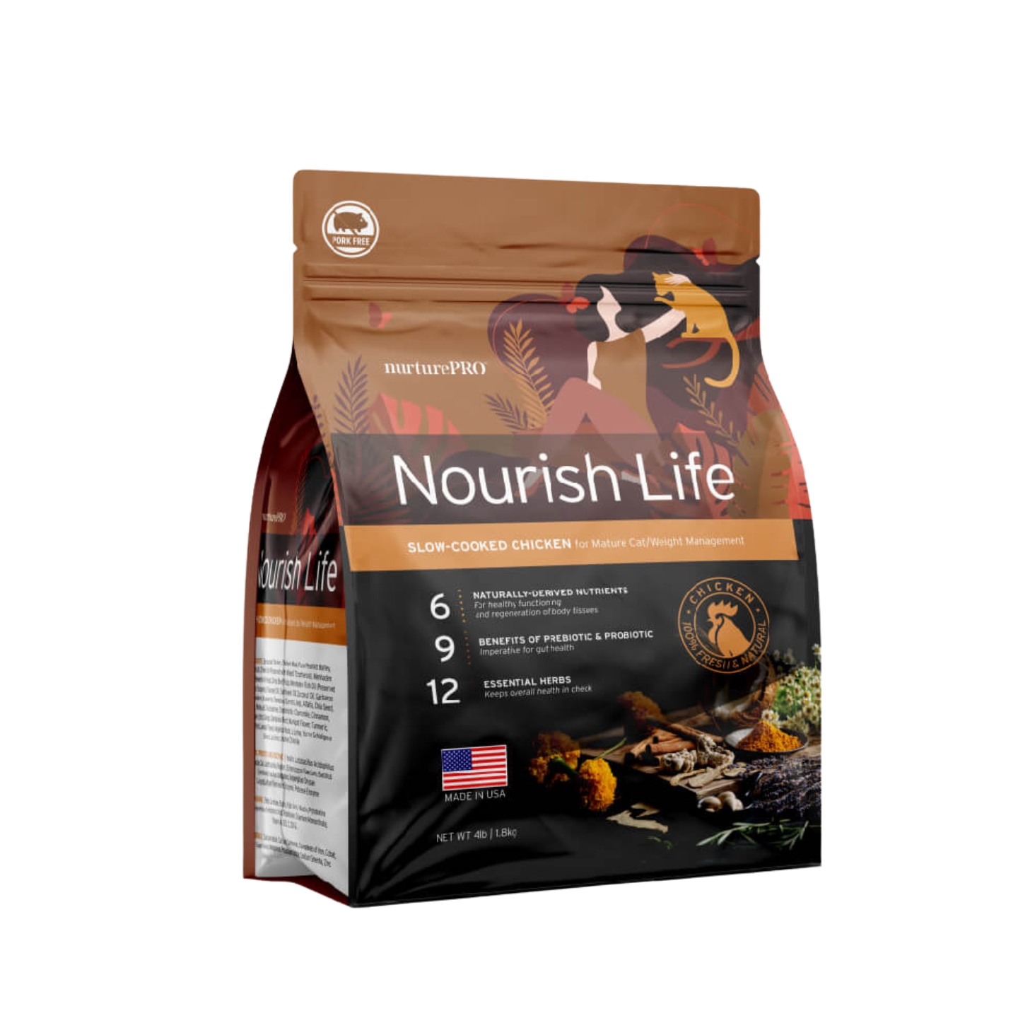 Nurture Pro Nourish Life Chicken Formula For Mature Cat/Weight Management 4lbs