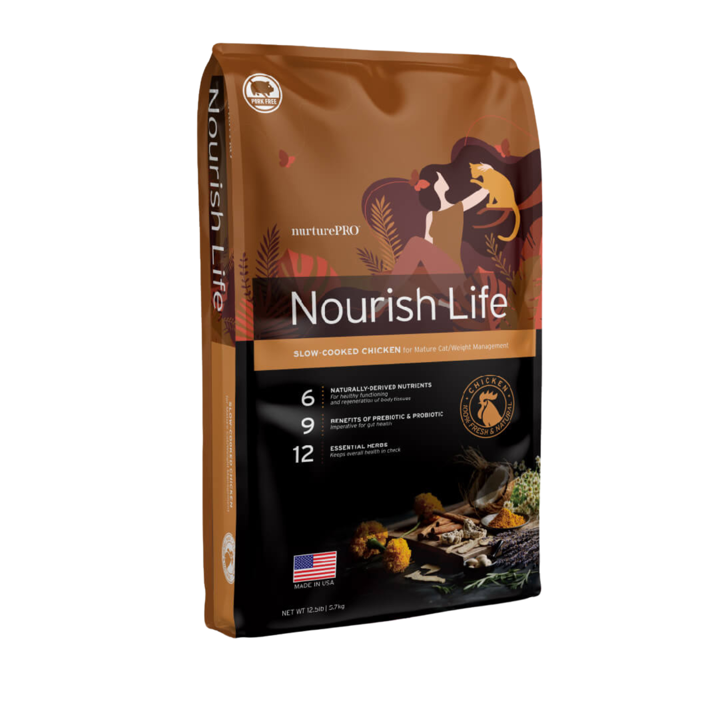 Nurture Pro Nourish Life Chicken Formula For Mature Cat/Weight Management 12.5lbs