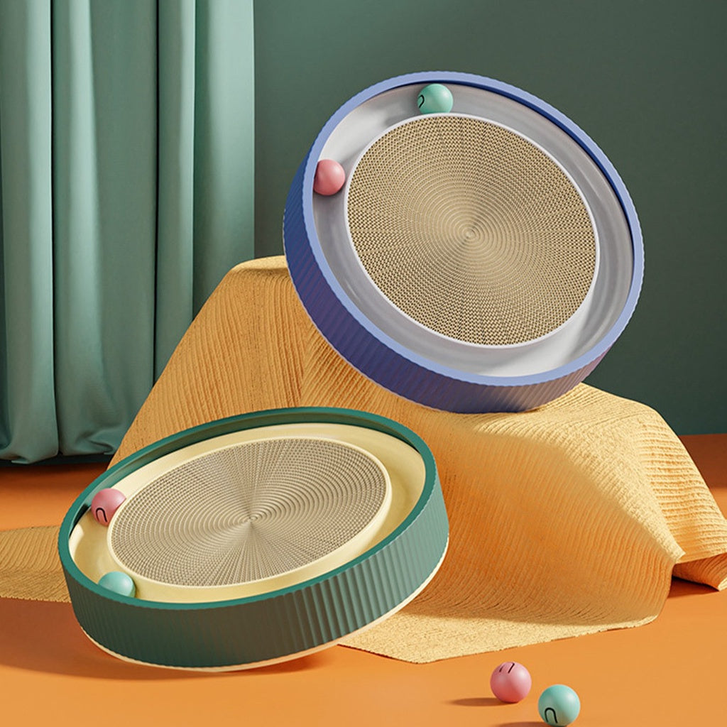 Interactive Cat Scratching Board with Ball & Scratch Bowl (White/XL)