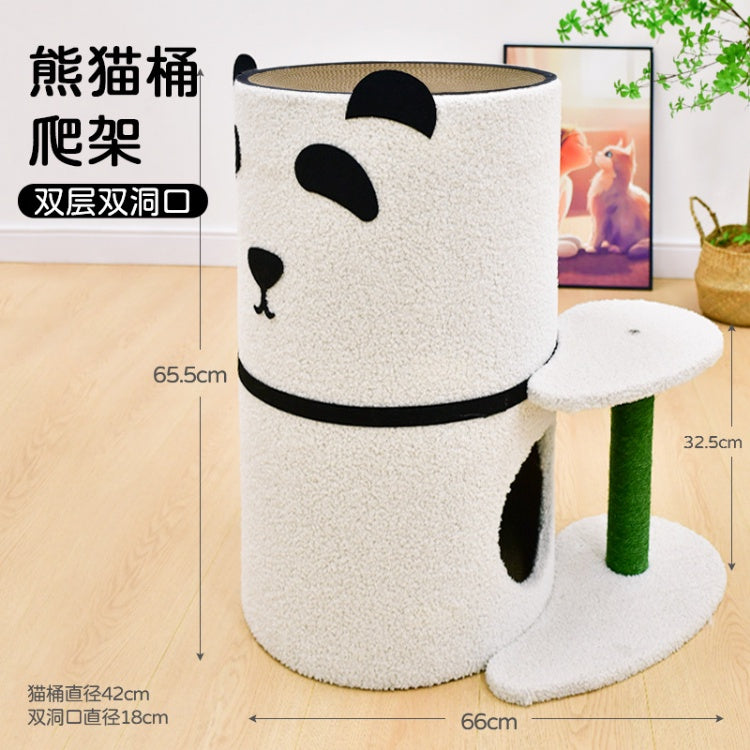 Double-Story Panda Cat Condo & Scratch Post Tree