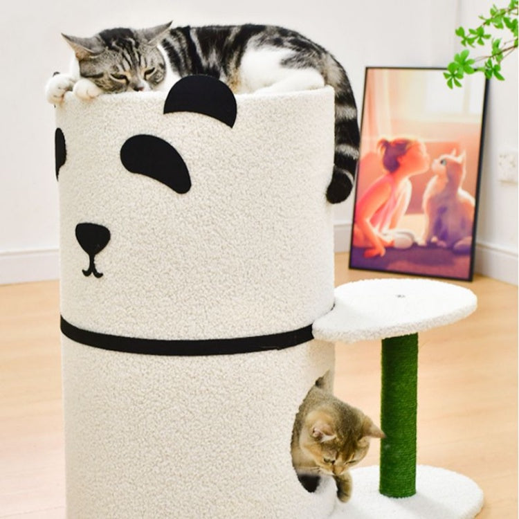Double-Story Panda Cat Condo & Scratch Post Tree