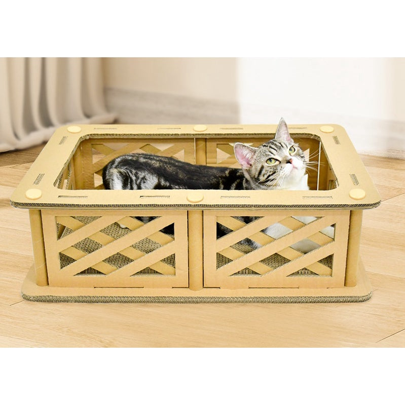 Rectangular Crate-Style Cat Scratcher & Relaxation Pad