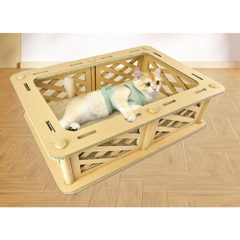 Rectangular Crate-Style Cat Scratcher & Relaxation Pad
