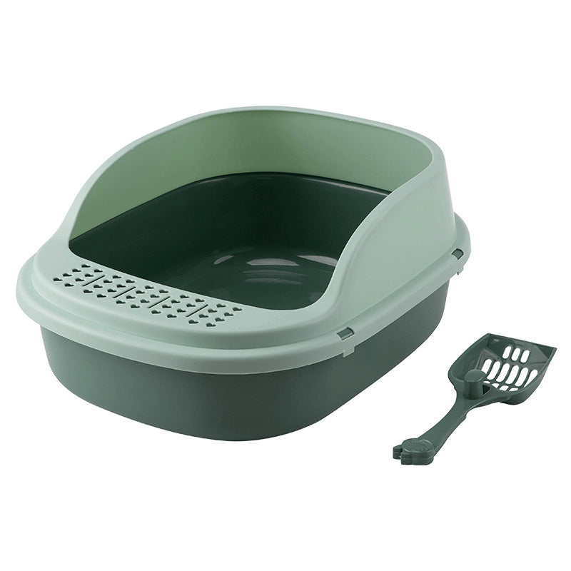 Open-Top Cat Litter Box with Shovel (Purple & Pink)