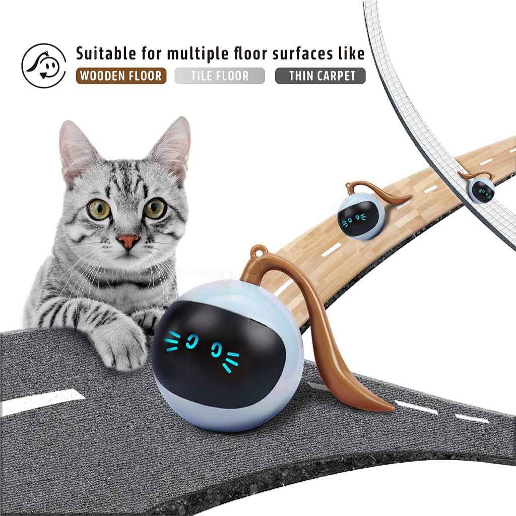 FOFOS 360° Self Rolling Interactive Ball Toy for Cat (Pink)