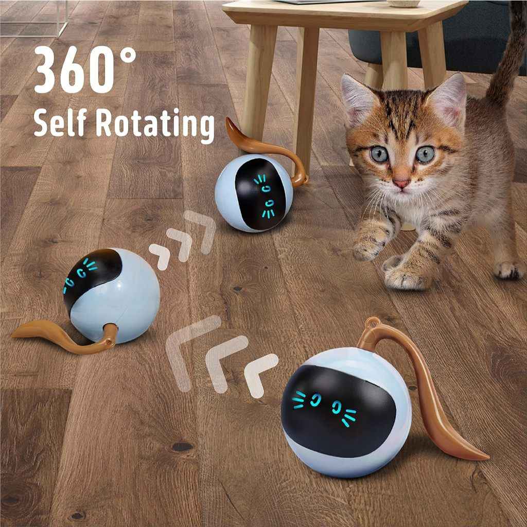 FOFOS 360° Self Rolling Interactive Ball Toy for Cat (Pink)