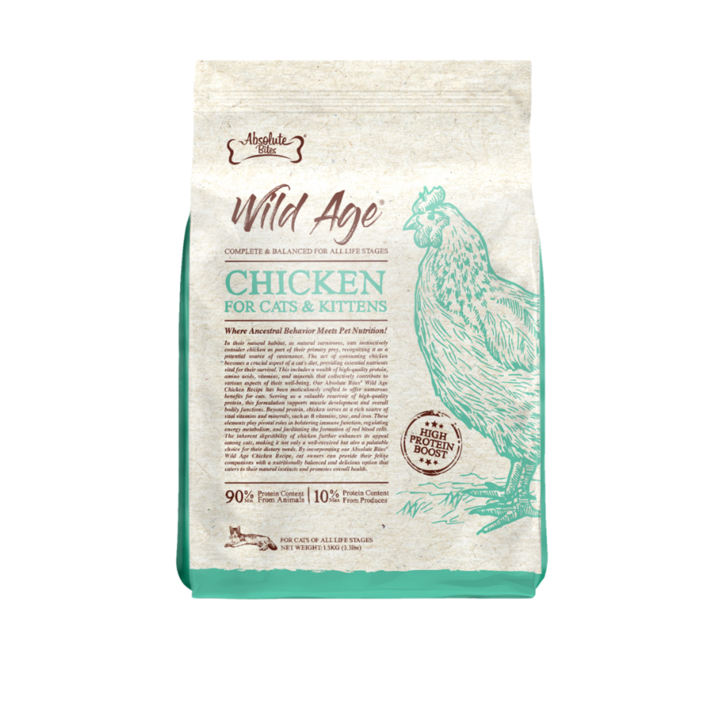 Absolute Bites Wild Age Chicken Complete & Balanced For All Life Stages 3.3lbs