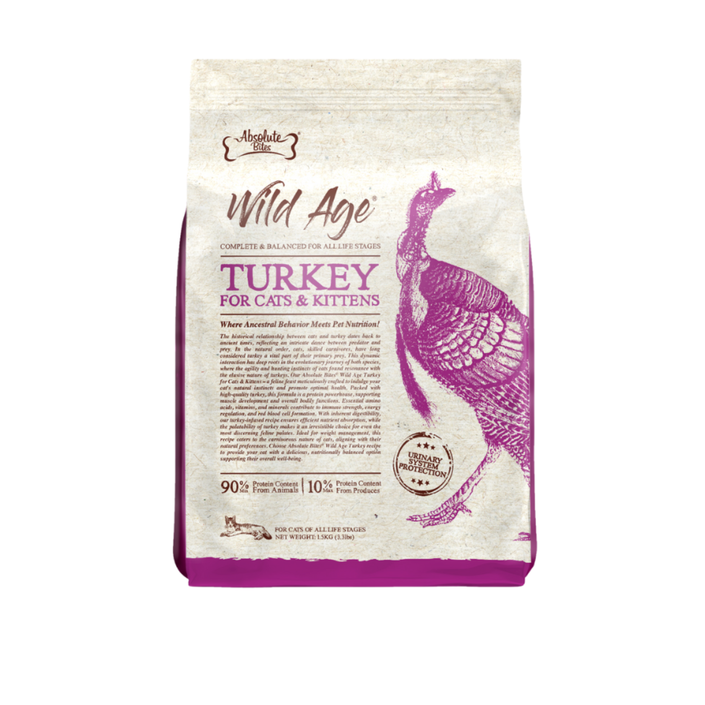 Absolute Bites Wild Age Cat Turkey Complete & Balanced For All Life Stages 3.3lbs