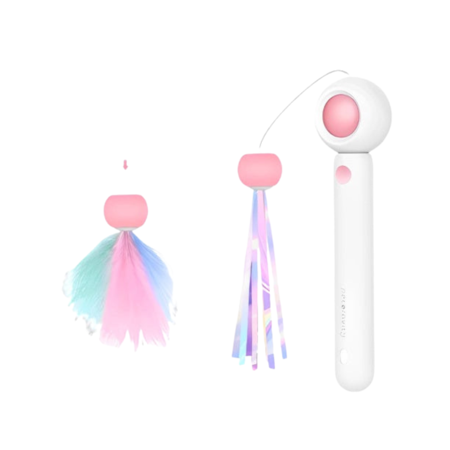 Petgravity 3-in-1 Retractable Cat Toy Retractable Wand With Laser (Pink)