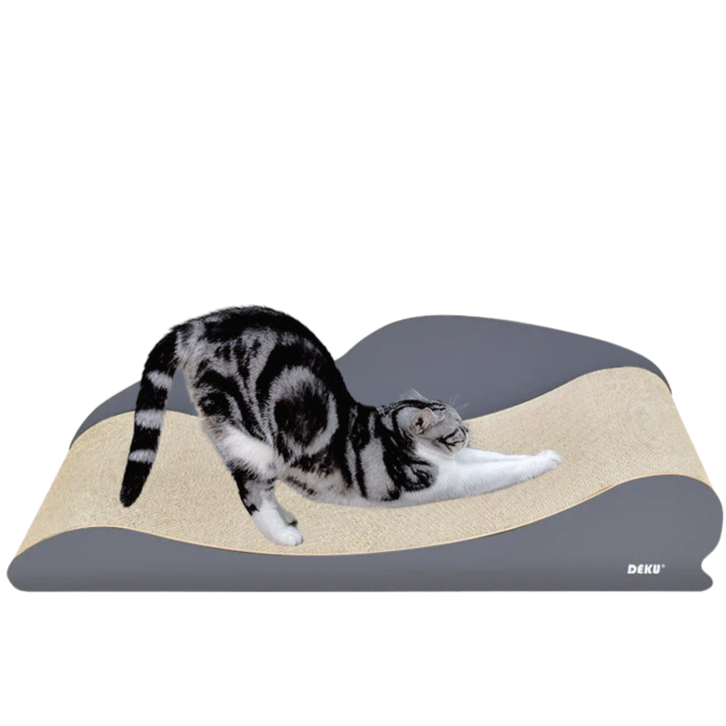 100cm Grey Wood Lounger Cat Scratch Board & Scratch Bed
