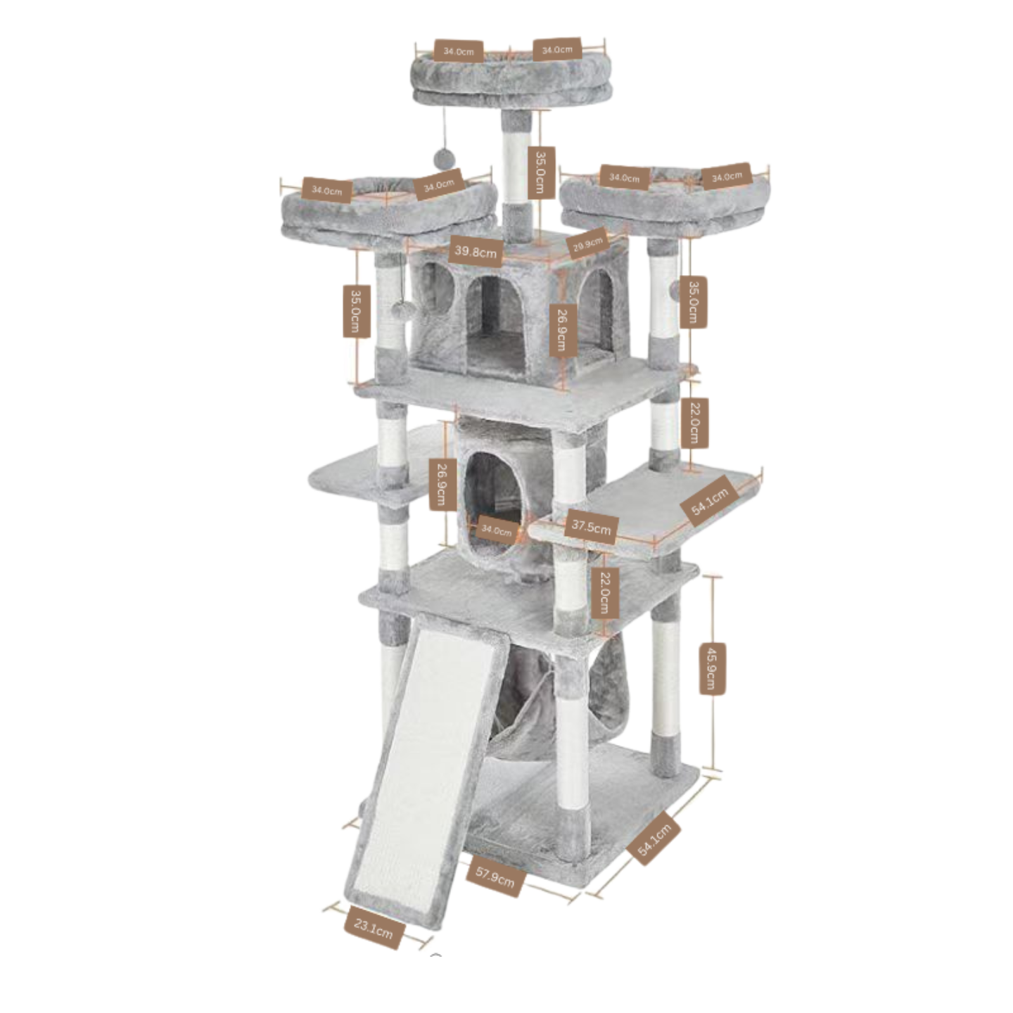 171cm Tall Multi-Level Cat Tower with Scratching Posts, Plush Perches & Cozy Hammock β Ultimate Cat Condo Playhouse