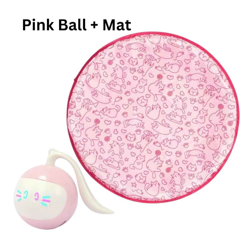 FOFOS 360° Self Rolling Interactive Ball Toy for Cat (Pink)