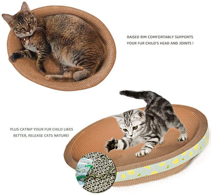 50cm Oval Shape Cat Scratching Board & Bowl Bed Pet Scratcher