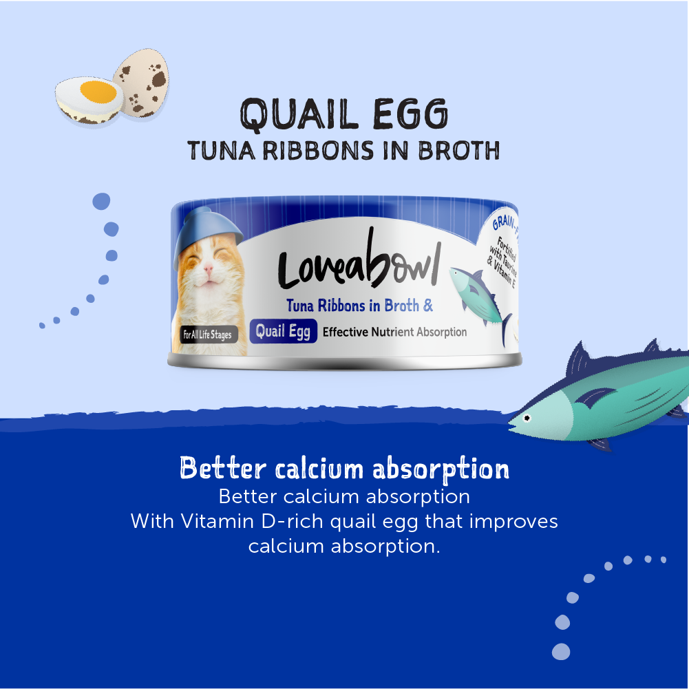 [24 Cans] Loveabowl Tuna Ribbons In Broth With Quail Egg 70g