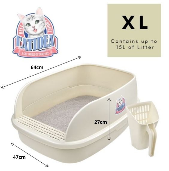 CATIDEA Litter Box - Big Bread Litter Guard Bin Grey Size XL/ 15L