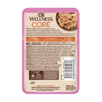[12 Pouches] Wellness CORE Tiny Tasters Kitten Chicken Pate 1.75oz