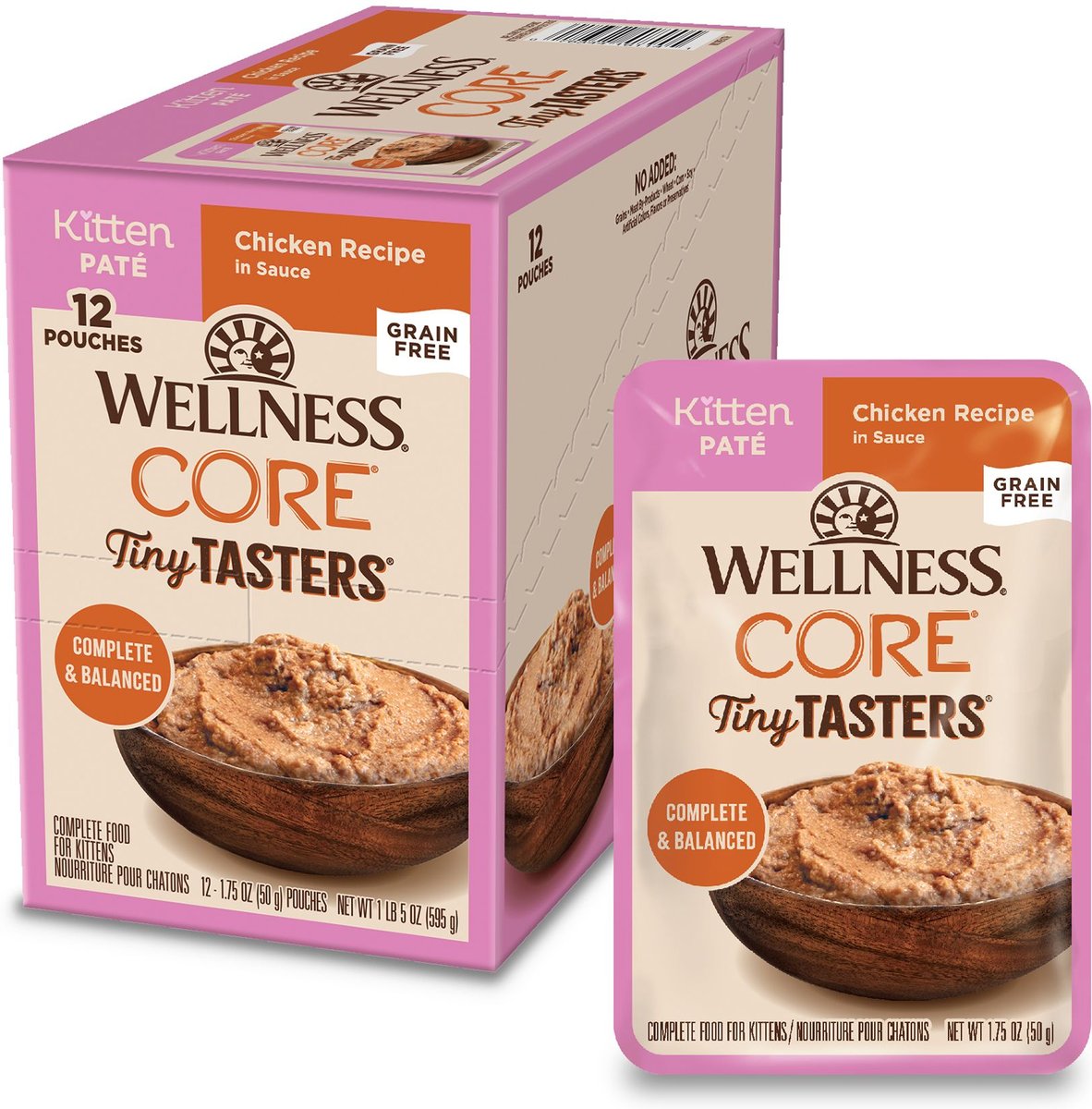 [12 Pouches] Wellness CORE Tiny Tasters Kitten Chicken Pate 1.75oz