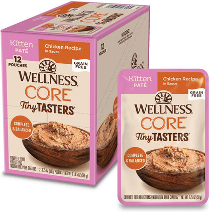 [12 Pouches] Wellness CORE Tiny Tasters Kitten Chicken Pate 1.75oz