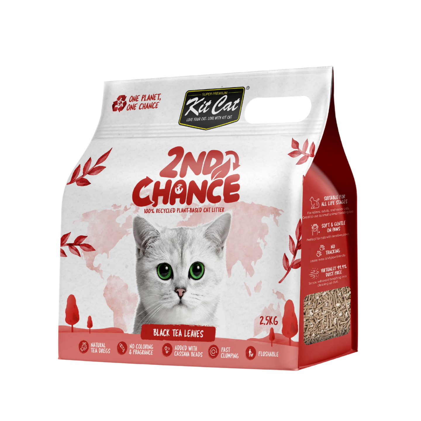 [6 Packs] Kit Cat 2nd Chance Black Tea Leaves Cat Litter 2.5kg