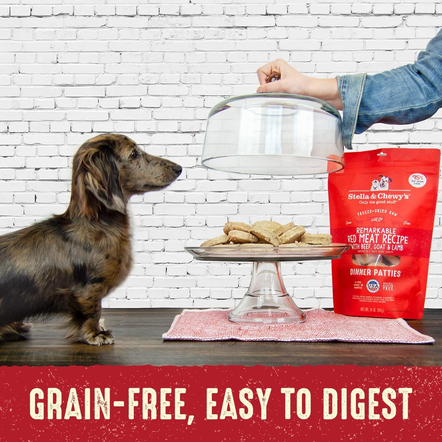 Stella & Chewy's Dog Freeze-Dried Dinner Patties Remarkable Red Meat Beef, Goat & Lamb 14oz