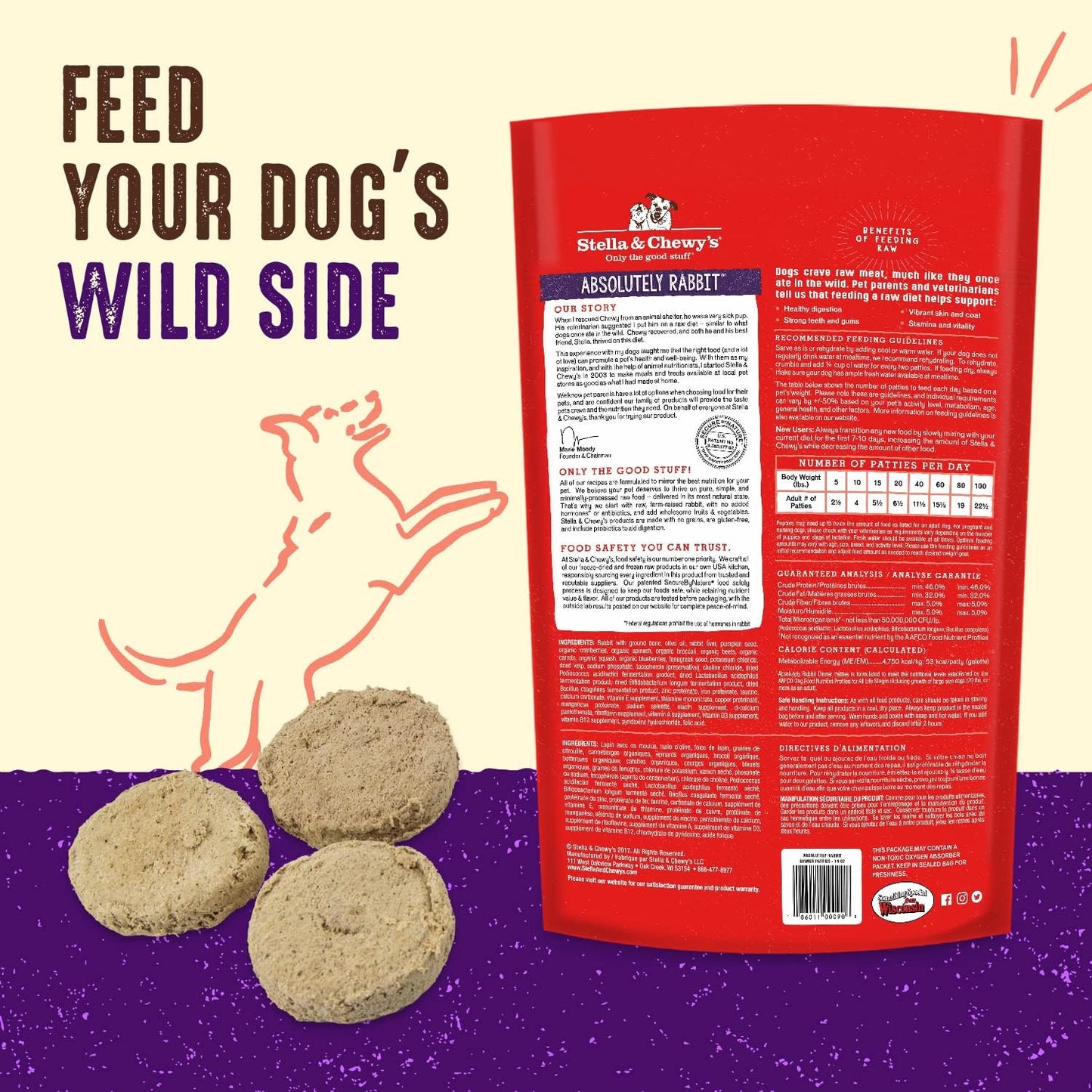 Stella & Chewy's Dog Freeze Dried Dinner Patties Absolutely Rabbit 14oz