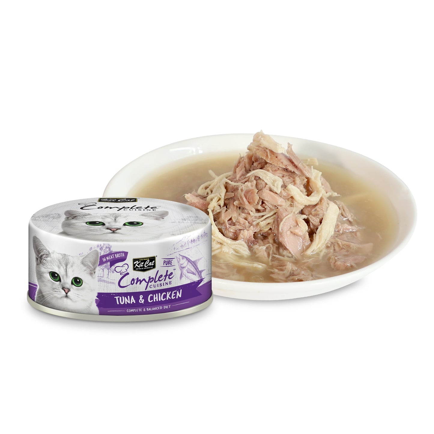 [24 Cans] Kit Cat Complete Cuisine Tuna & Chicken 70g