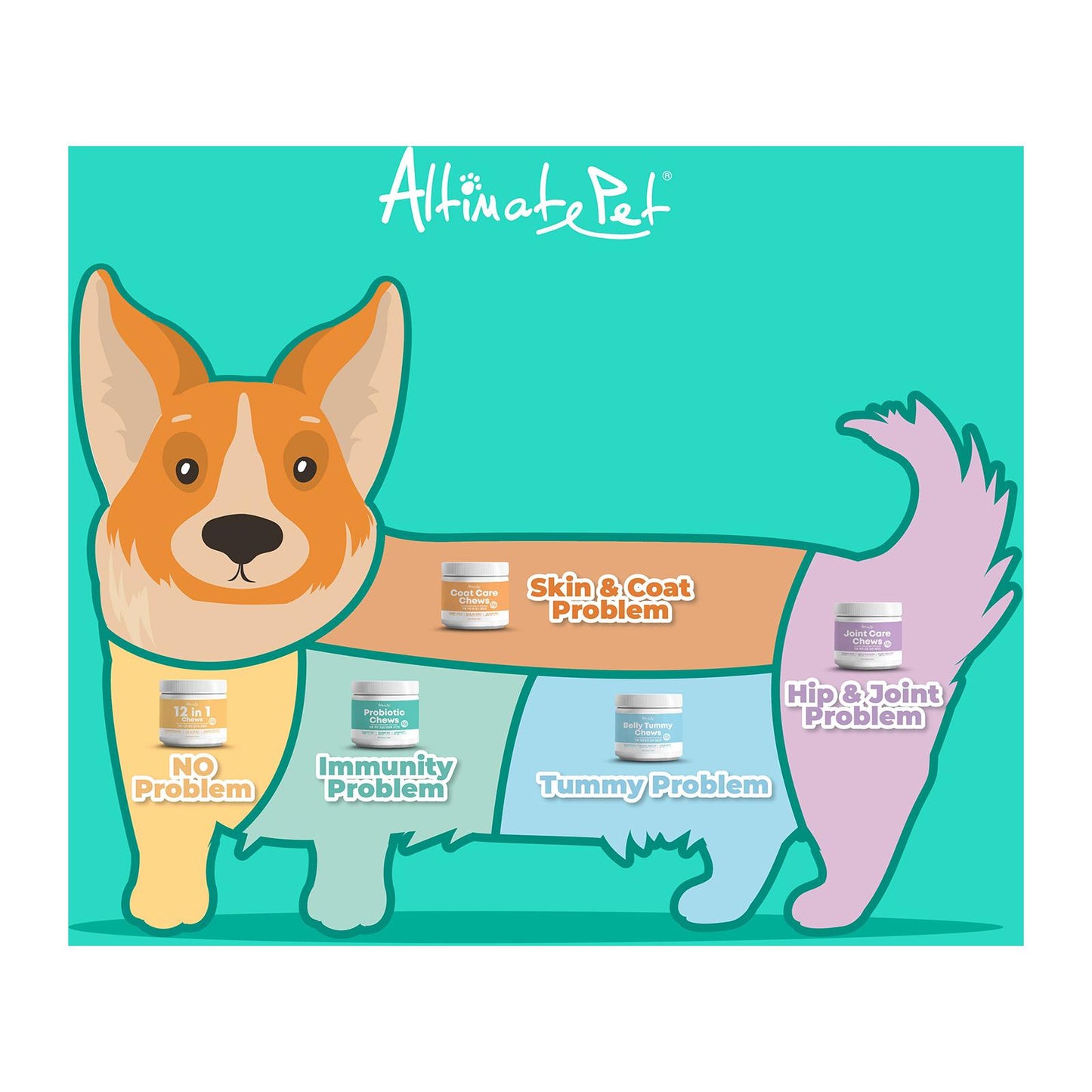 Altimate Pet Coat Care Vitamin Supplement For Dogs | Over 120 Soft Chews