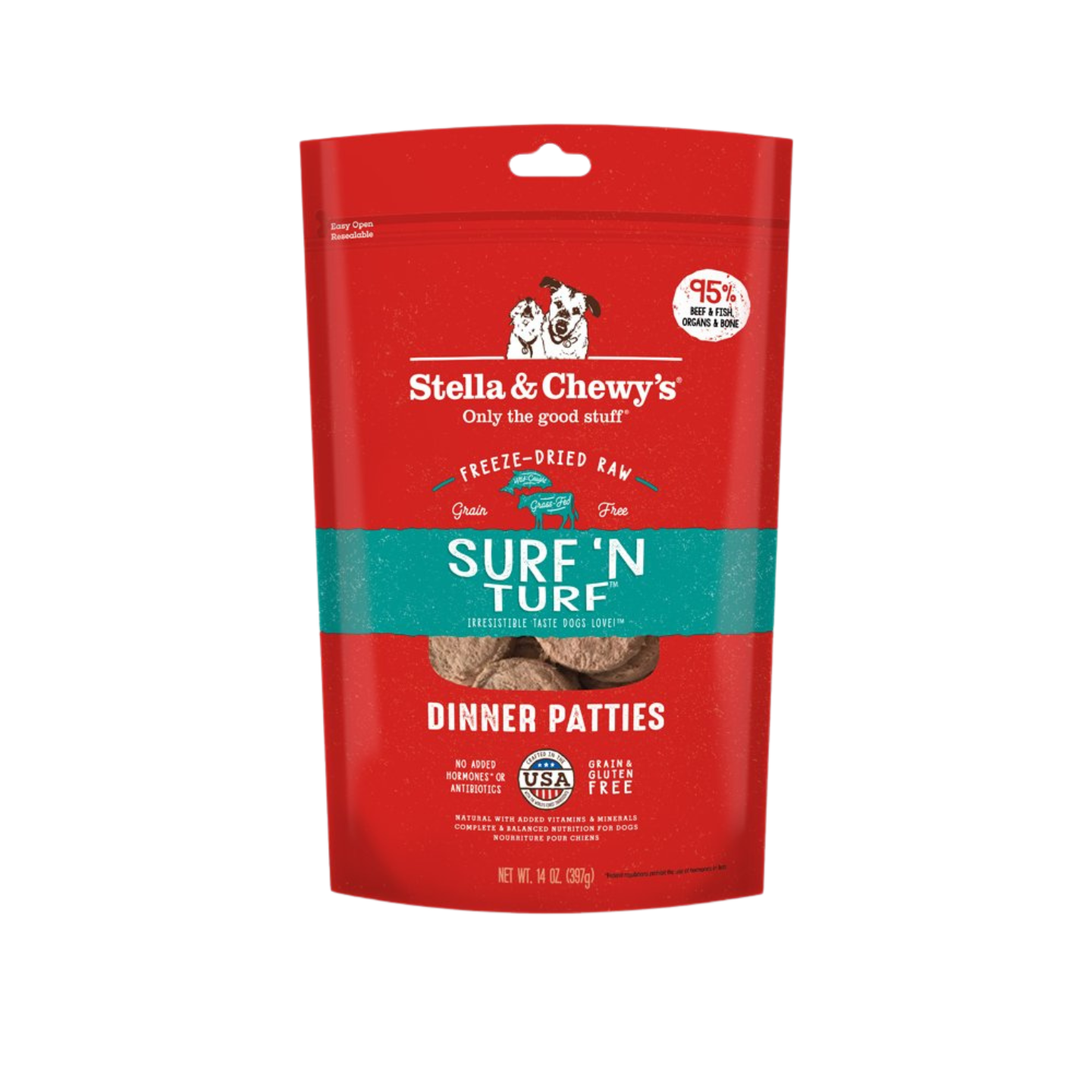 Stella & Chewy's Dog Freeze-Dried Dinner Patties Surf 'N Turf Beef & Salmon 14oz