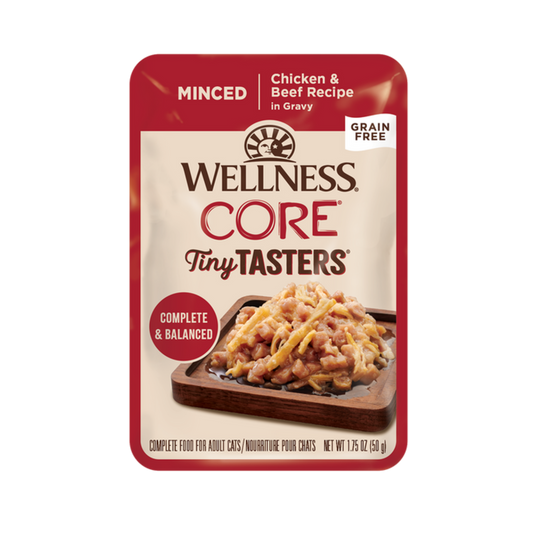 [12 Pouches] Wellness CORE Tiny Tasters Minced Chicken & Beef 1.75oz