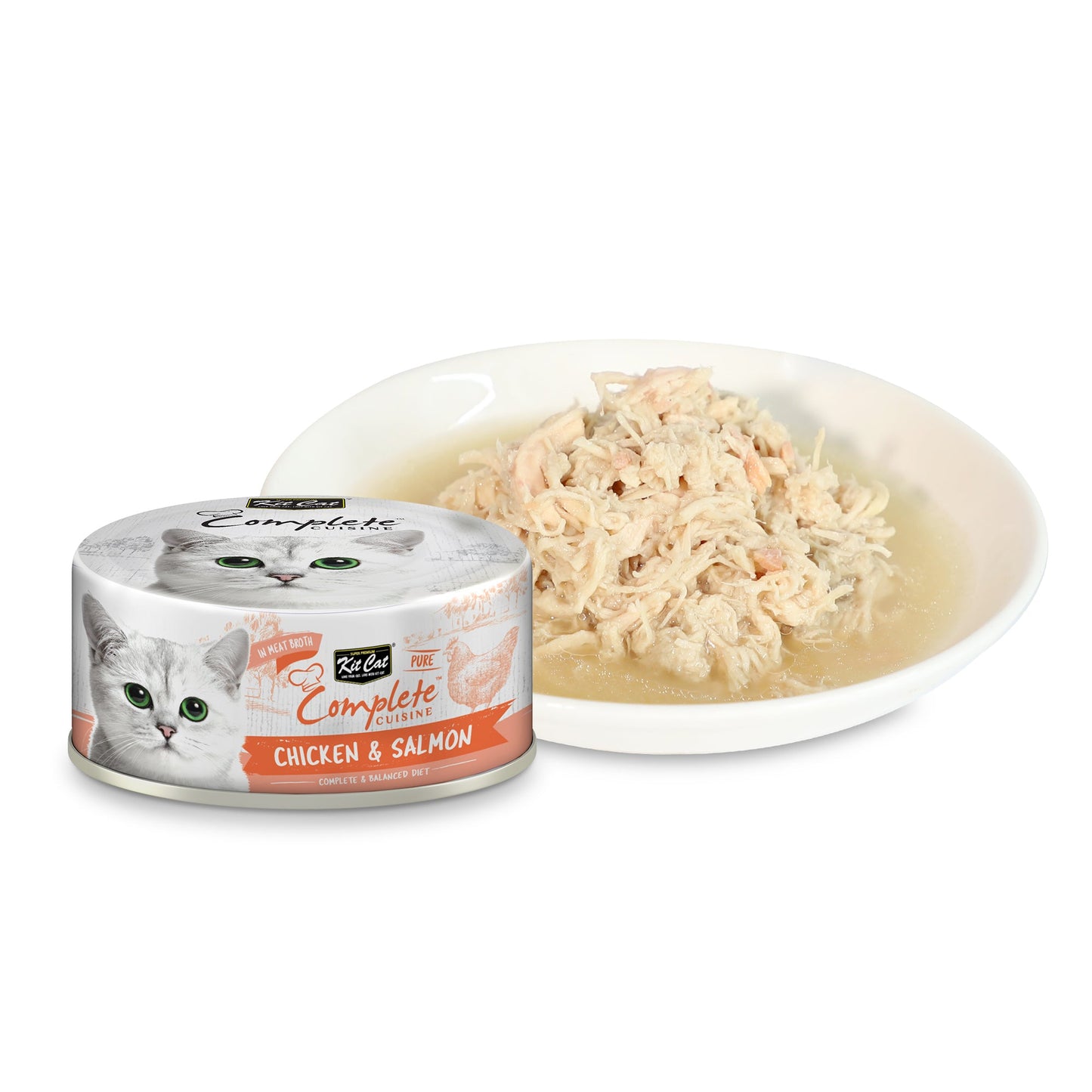 [24 Cans] Kit Cat Complete Cuisine Chicken & Salmon 70g