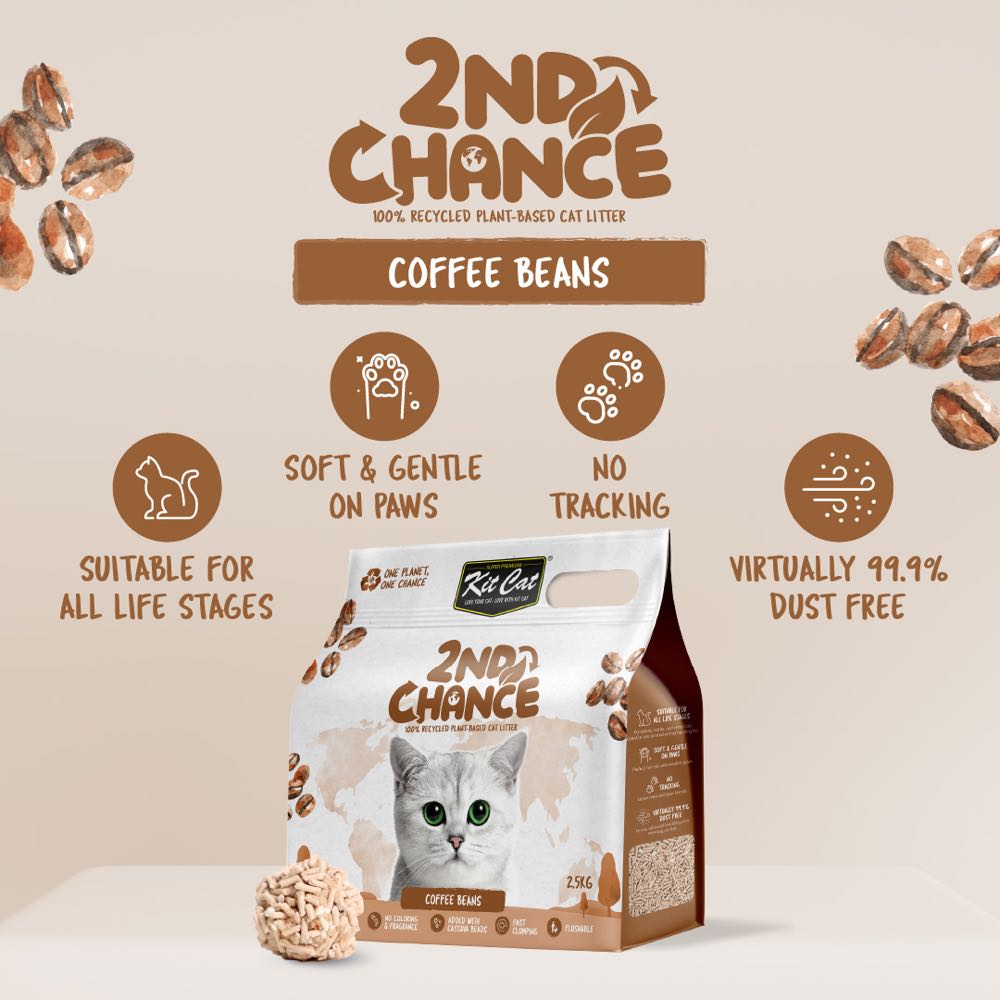[6 Packs] Kit Cat 2nd Chance Coffee Beans Cat Litter 2.5kg